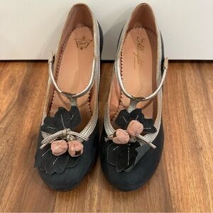 Anthropologie Embellished Mary Jane Heels